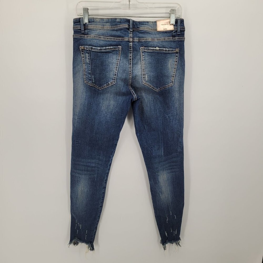 Zara trafaluc Womens size 8 blue skinny jeans distressed medium Wash - Picture 6 of 7